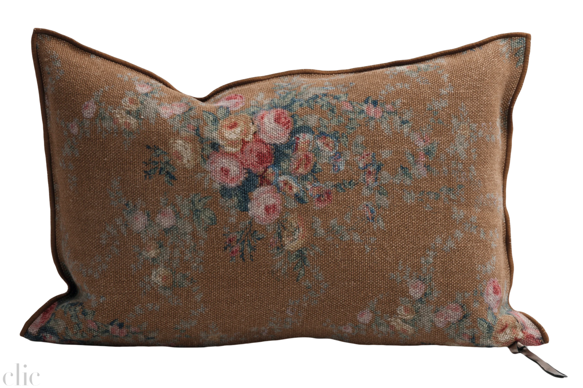 Wabi Sabi Linen Bogolan 16"x24" in Havane, from Maison De Vacances