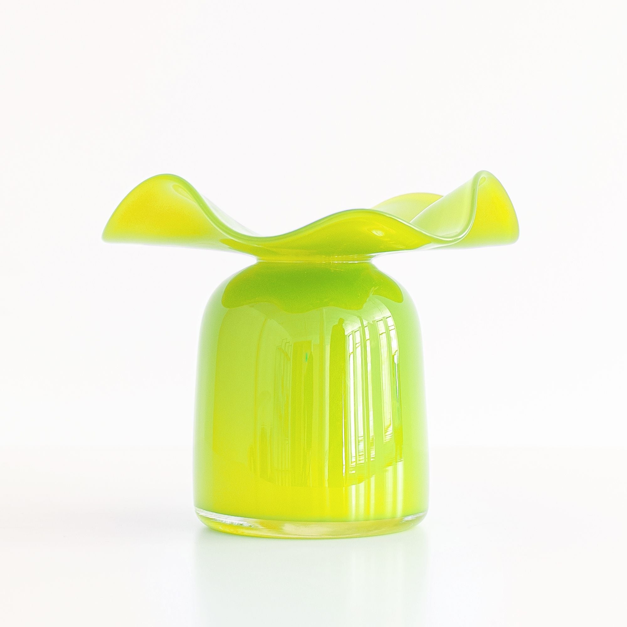 Jumbo Ruffles Bud Vase in Apple Green, from Terra Glassworks