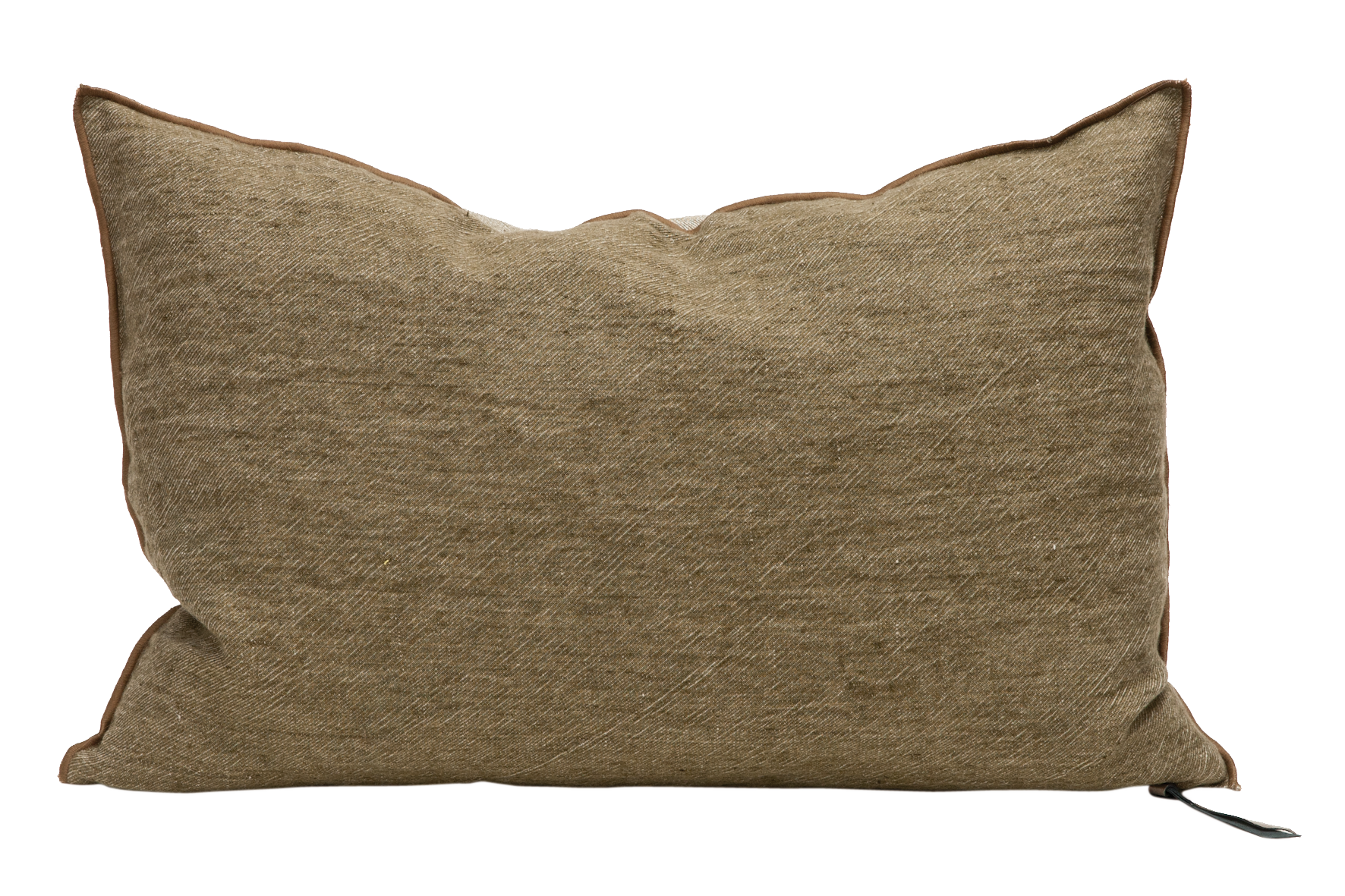 Crumpled Washed Linen Pillow 16x24 Kaki, from Maison De Vacances