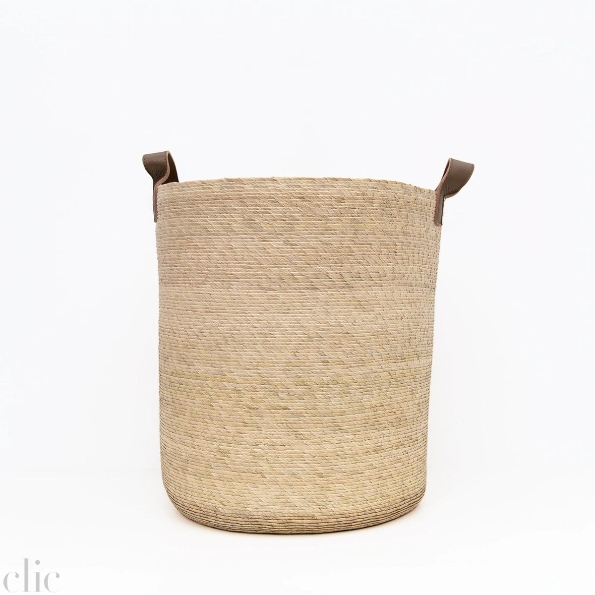 Tambo Basket in Natural with Leather Handels