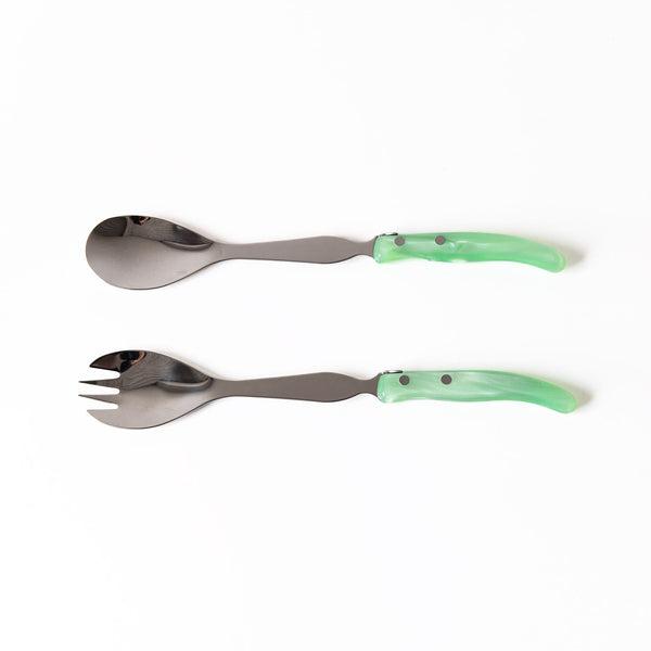 Berlingot Salad Servers in Green, from Claude Dozorme