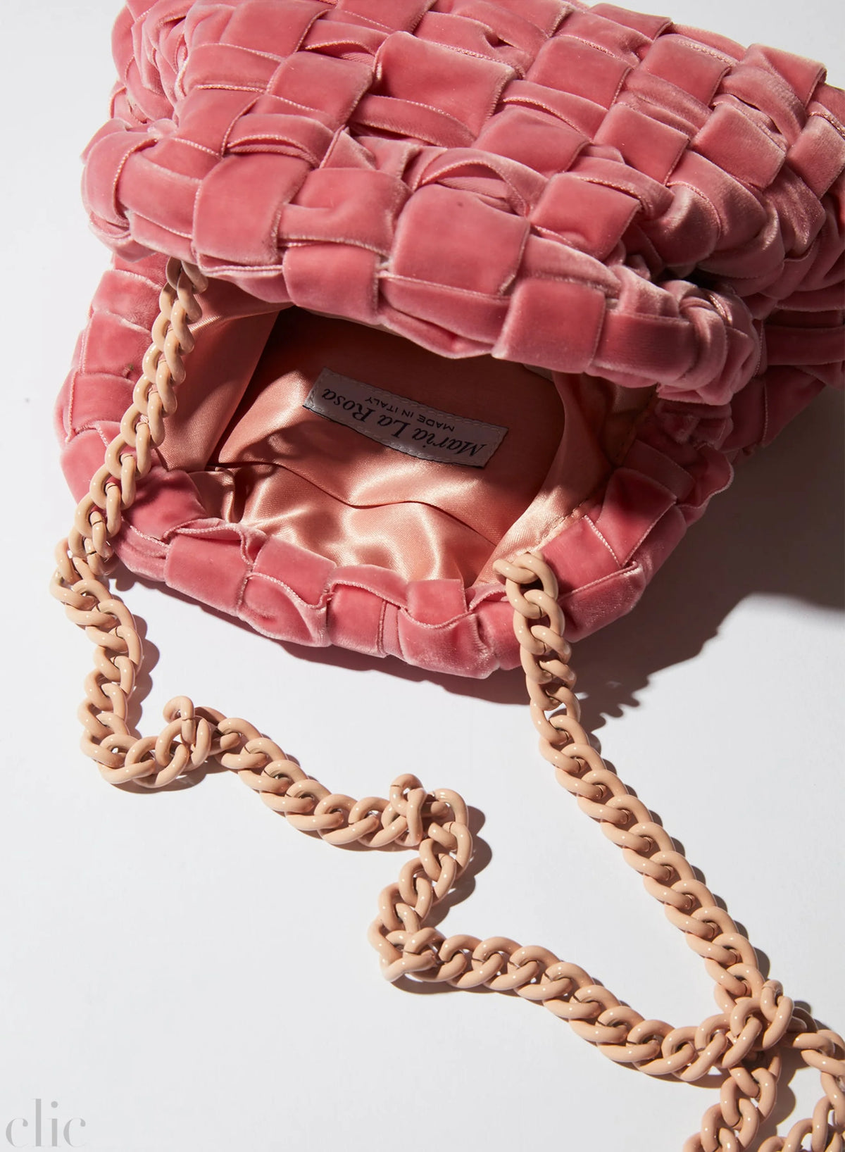 Velvet Mini Game Bag in Cameo, from Maria La Rosa