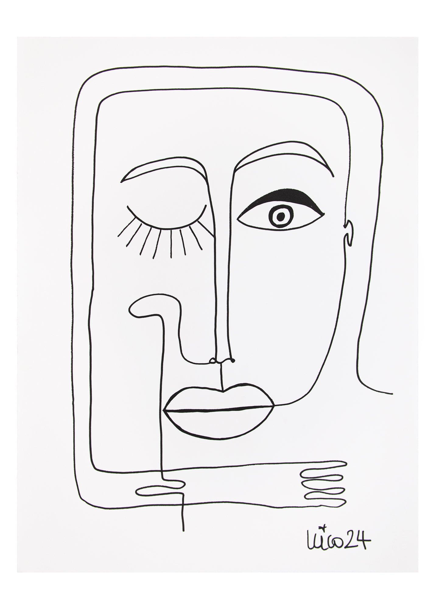 Large Visage 2 in Black & White, by Nicolette Schouten