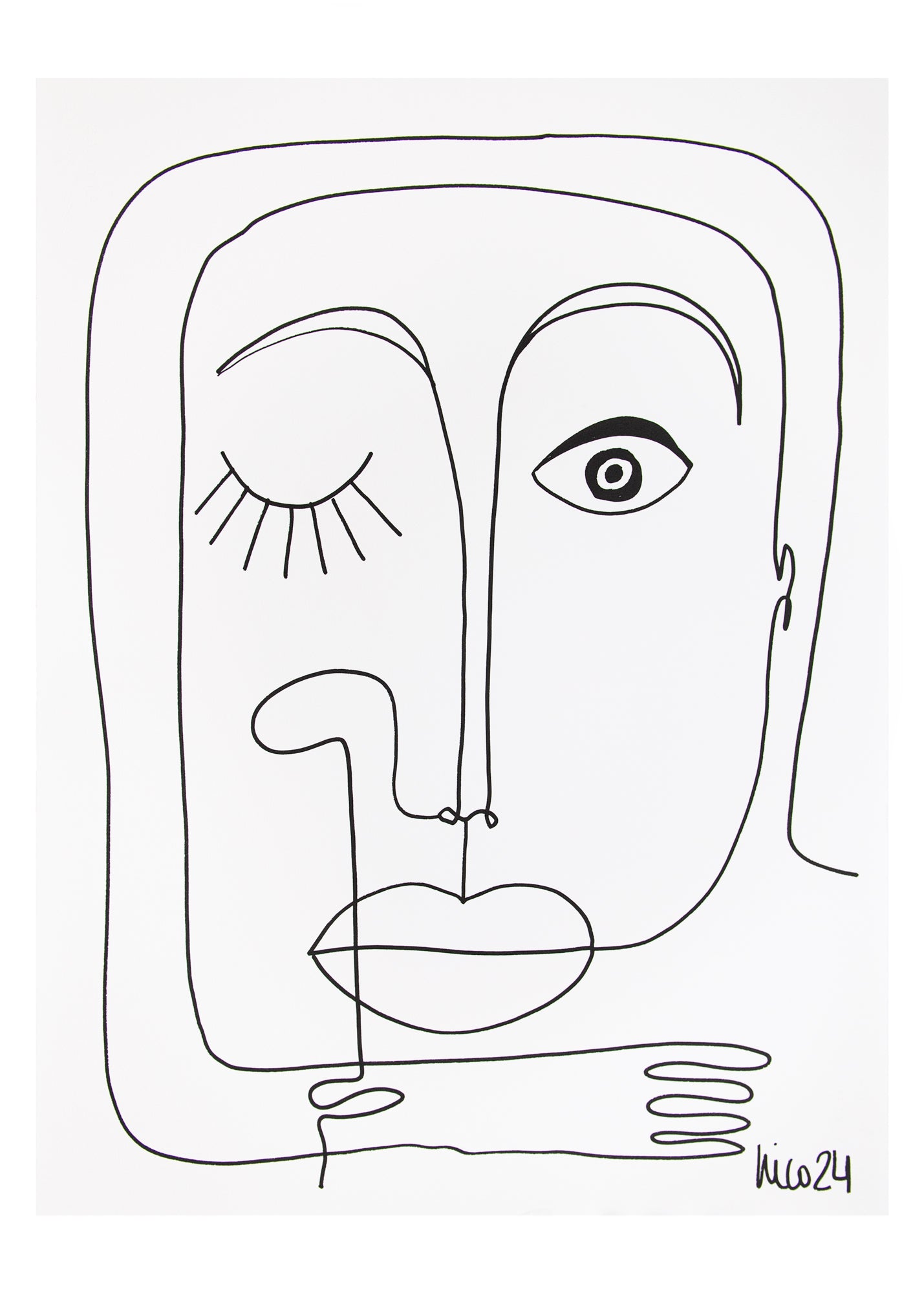 Large Visage 2 in Black & White, by Nicolette Schouten
