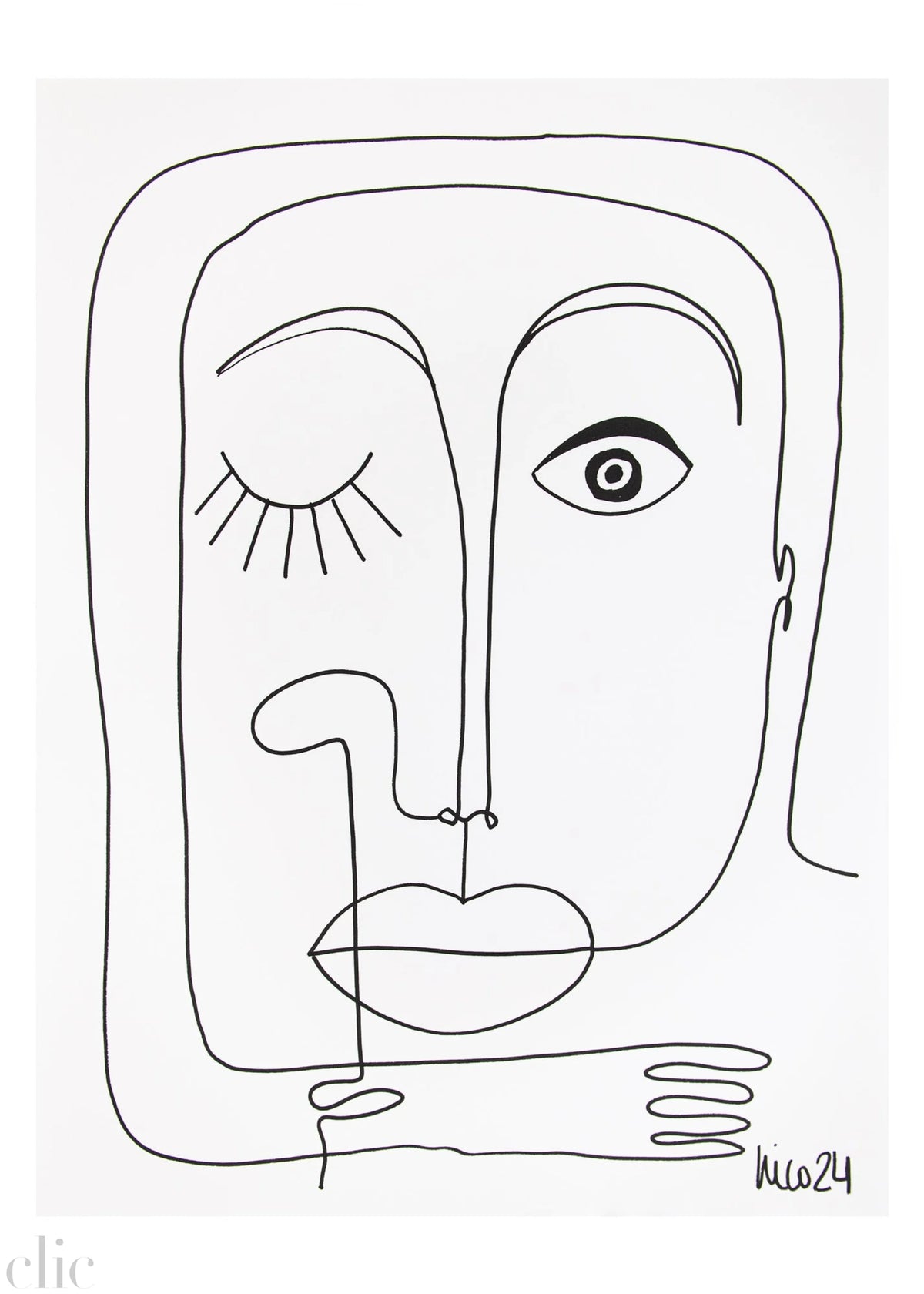 Large Visage 2 in Black & White, by Nicolette Schouten
