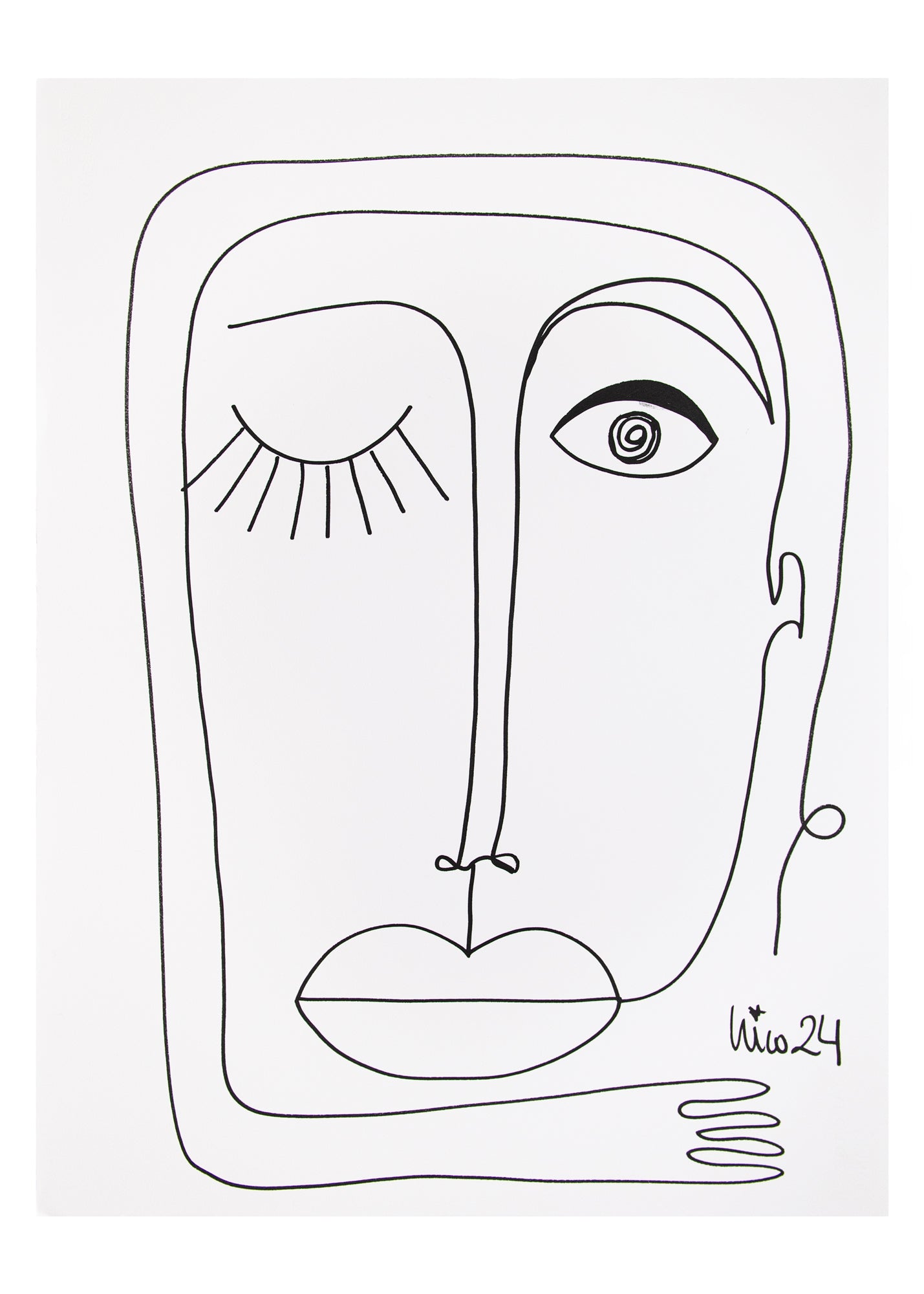 Large Visage 2 in Black & White, by Nicolette Schouten