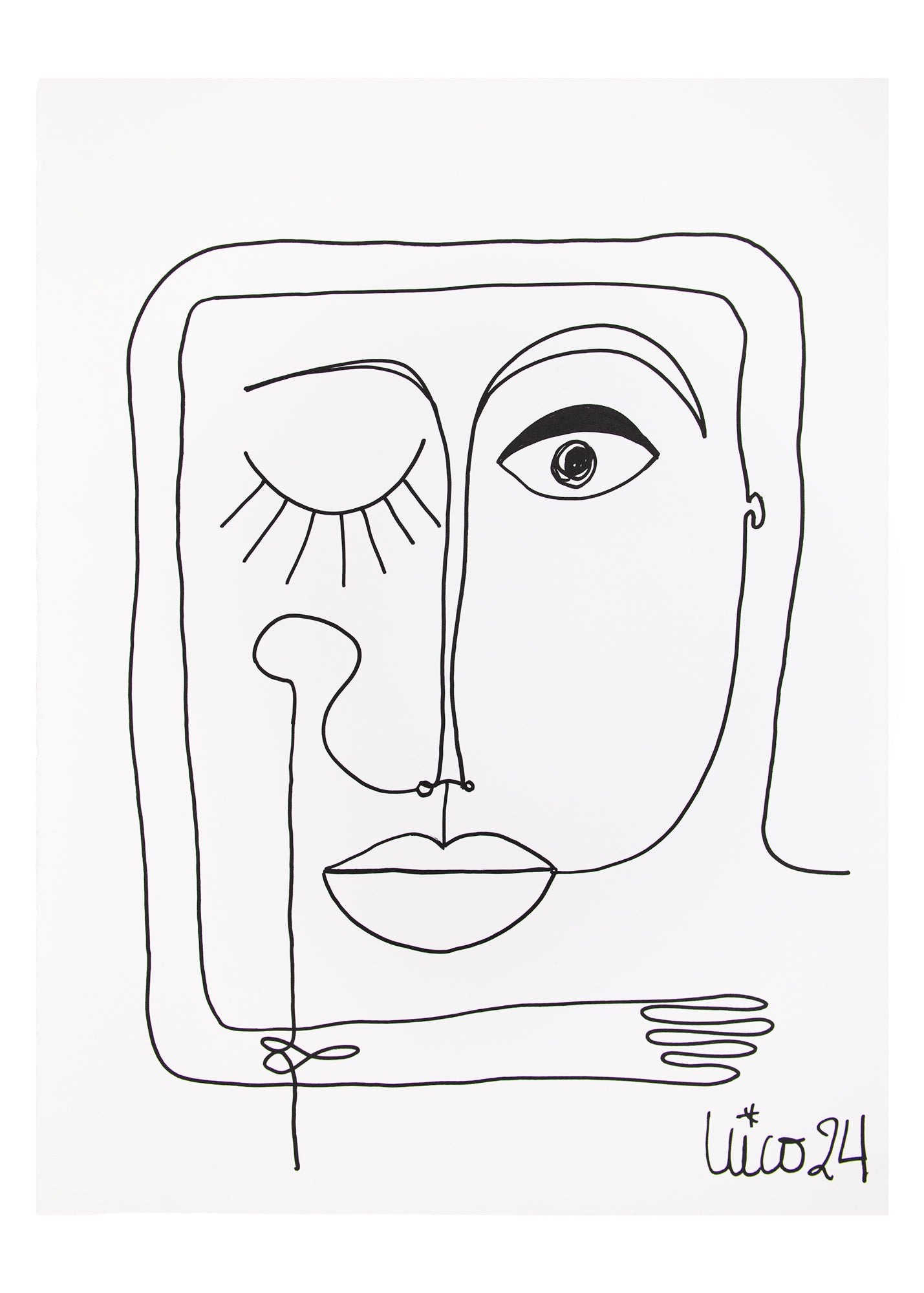 Large Visage 2 in Black & White, by Nicolette Schouten