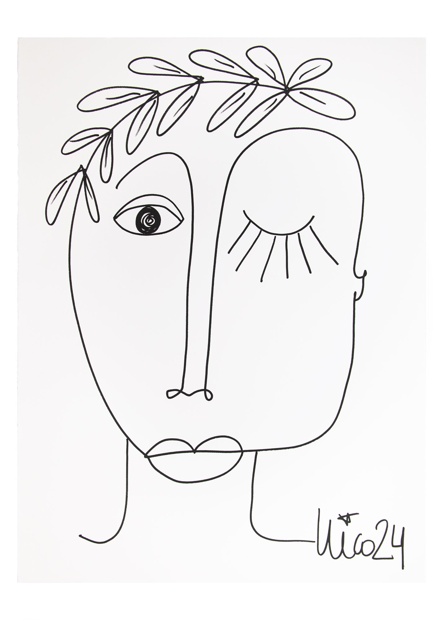 Large Visage 7 in Black & White, by Nicolette Schouten