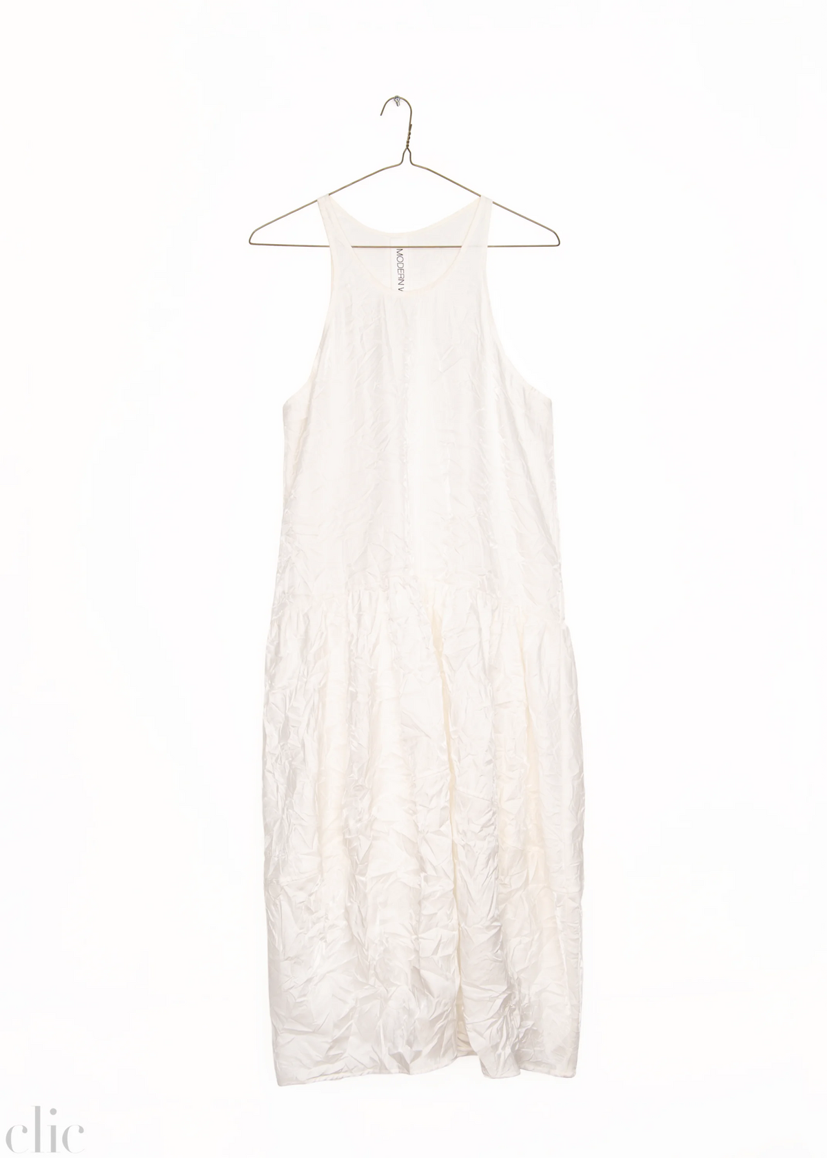 Voluminous Tank Crinkle Dress in White, from Modern Weaving
