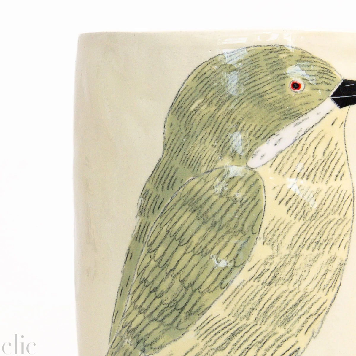 Small Green Bird Vase 11 in Buttercup, from Gemma Orkin Ceramics