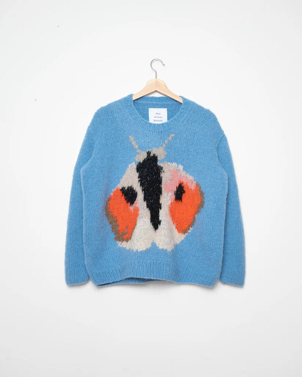 Butterfly Crewneck Sweater in Blue, from Wild Animals