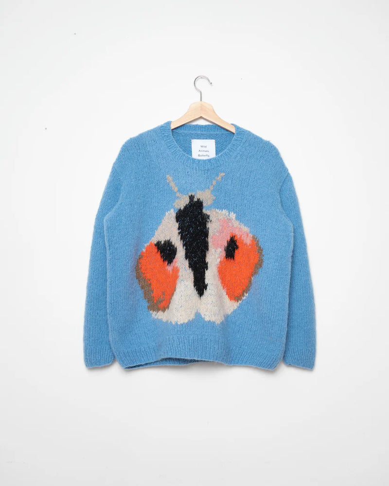 Butterfly Crewneck Sweater in Blue, from Wild Animals