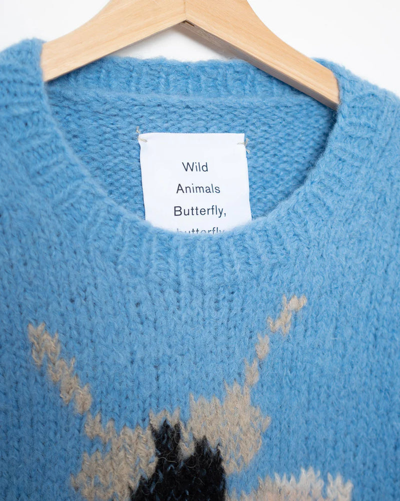 Butterfly Crewneck Sweater in Blue, from Wild Animals