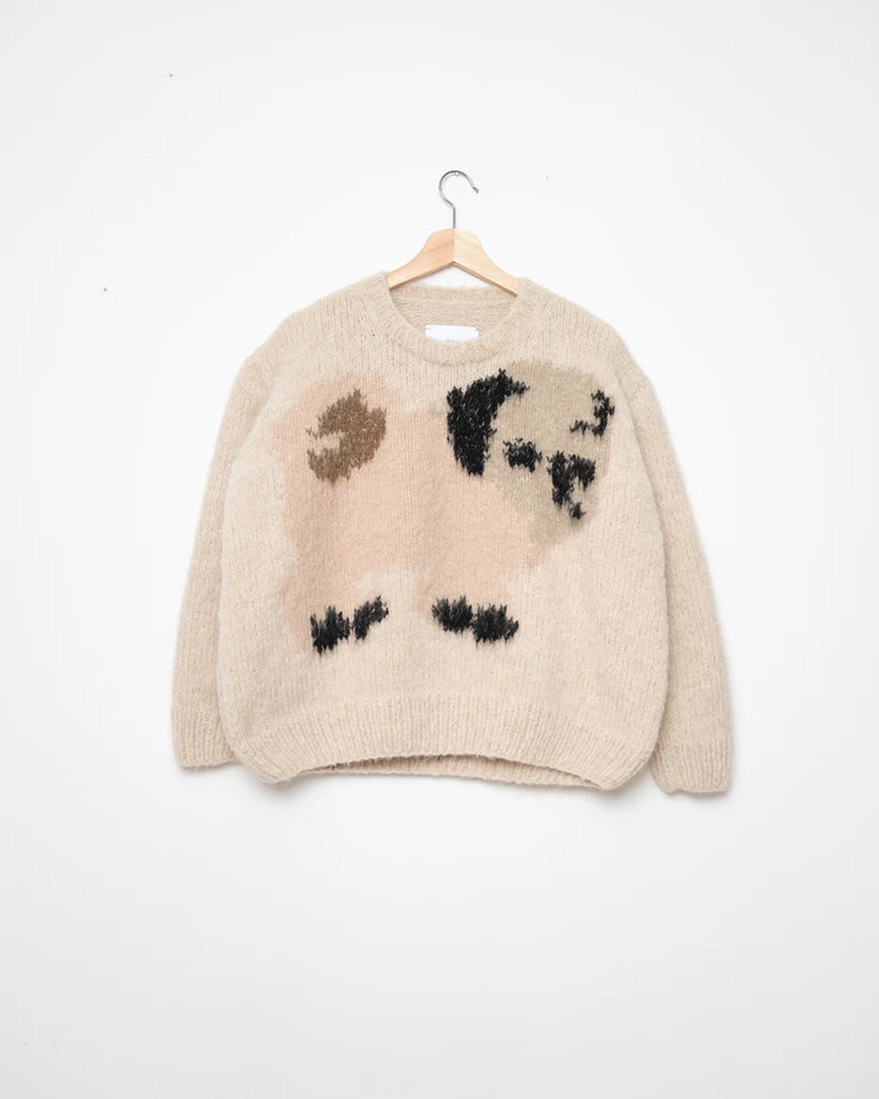 Pug and Goat Crewneck Sweater in Beige, from Wild Animals