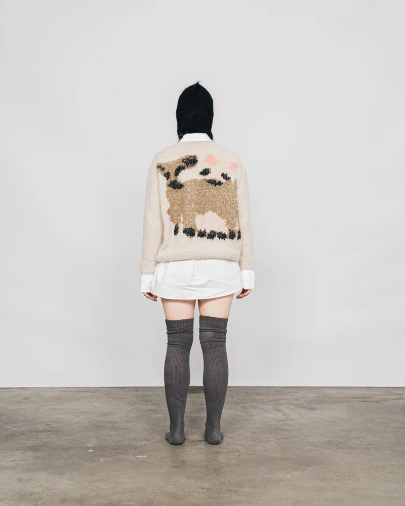 Pug and Goat Crewneck Sweater in Beige, from Wild Animals