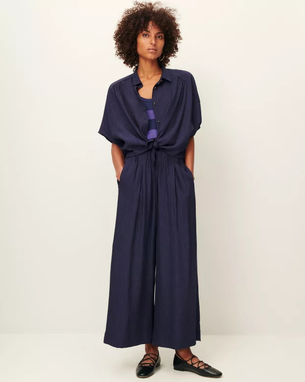 Isla Minima Wide Elastic Pant in Bleu de Chine, from Sessun