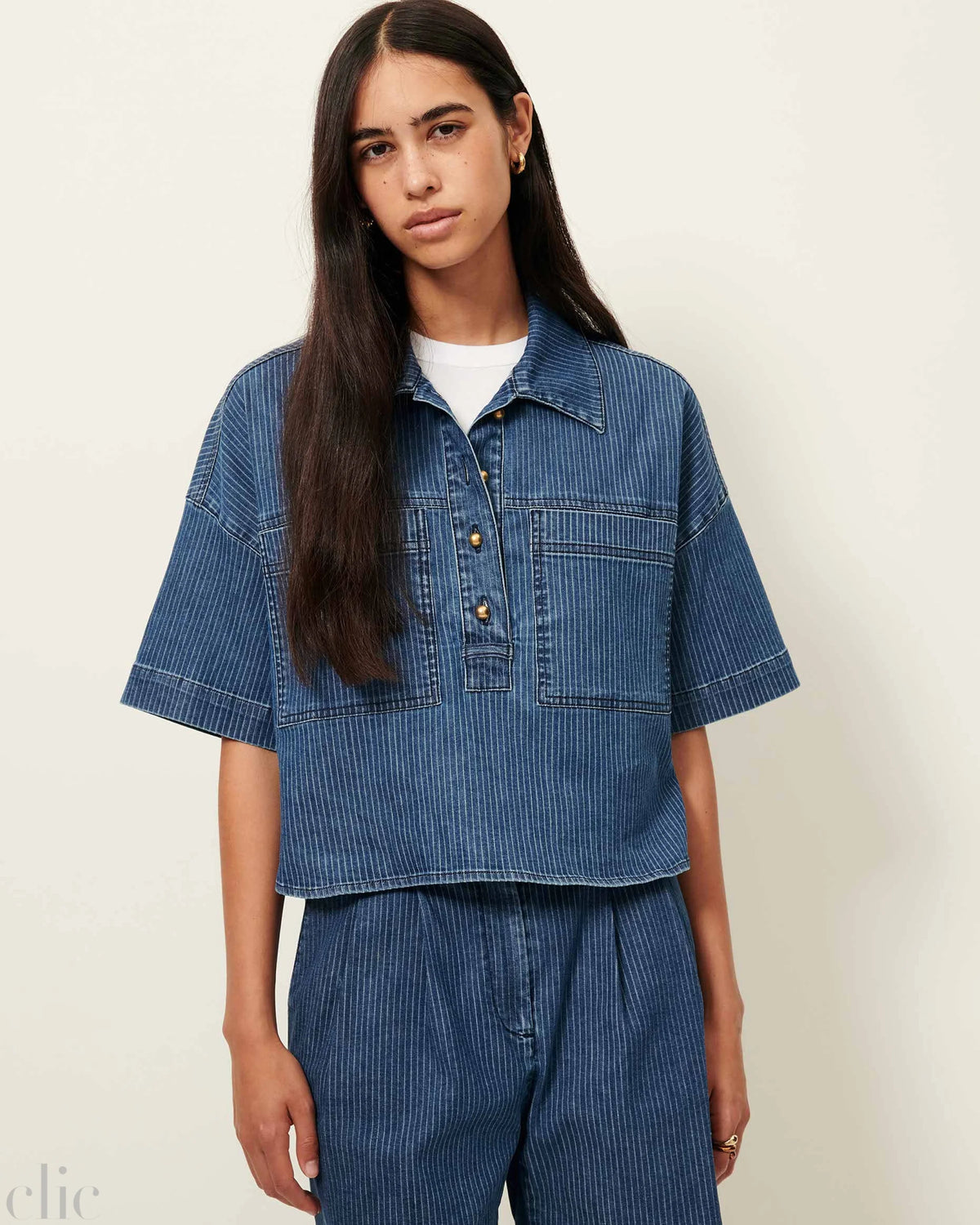 Newport Denim Shirt in Regate Blue, from Sessun