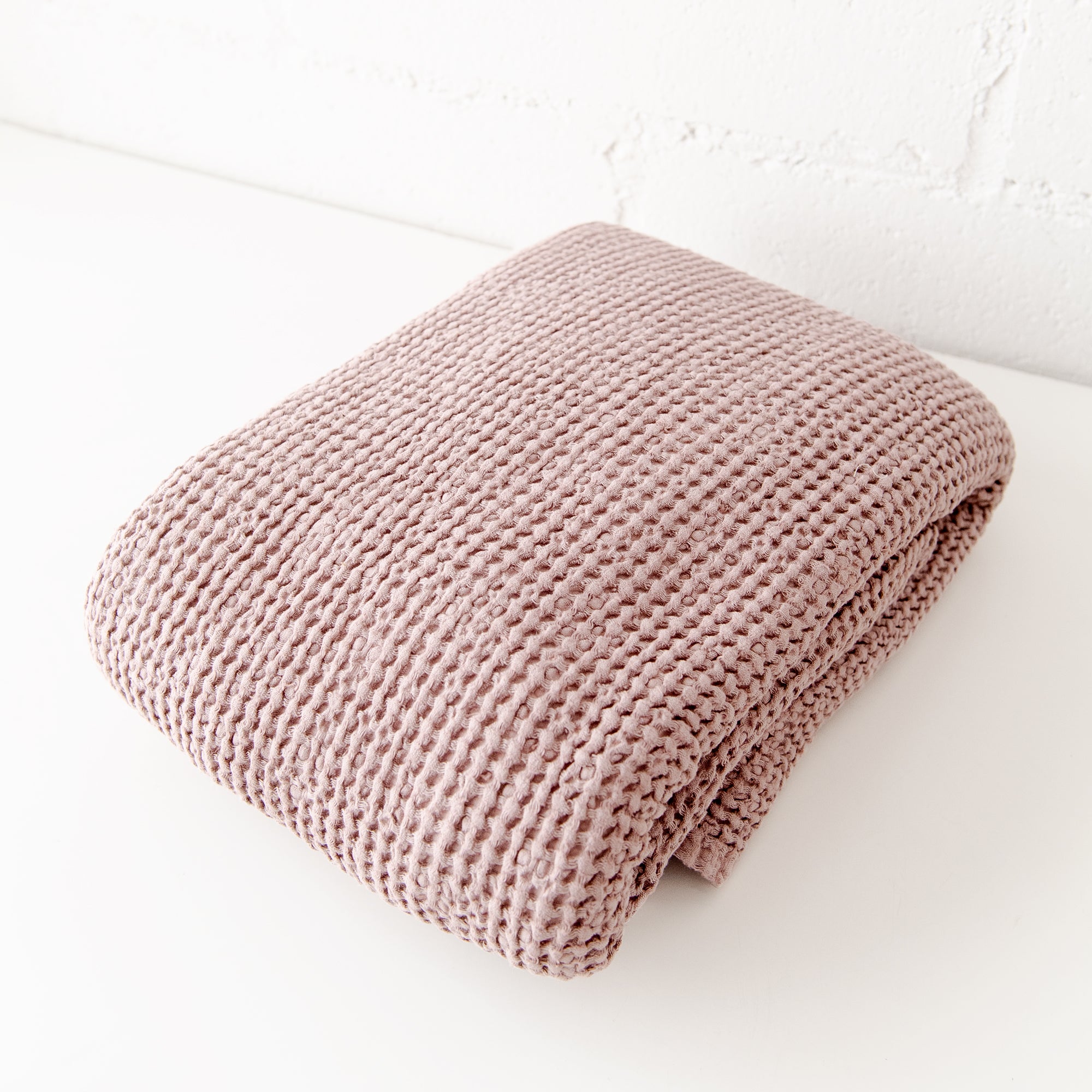 Linen Waffle Blanket in Woodrose, from Magic Linen