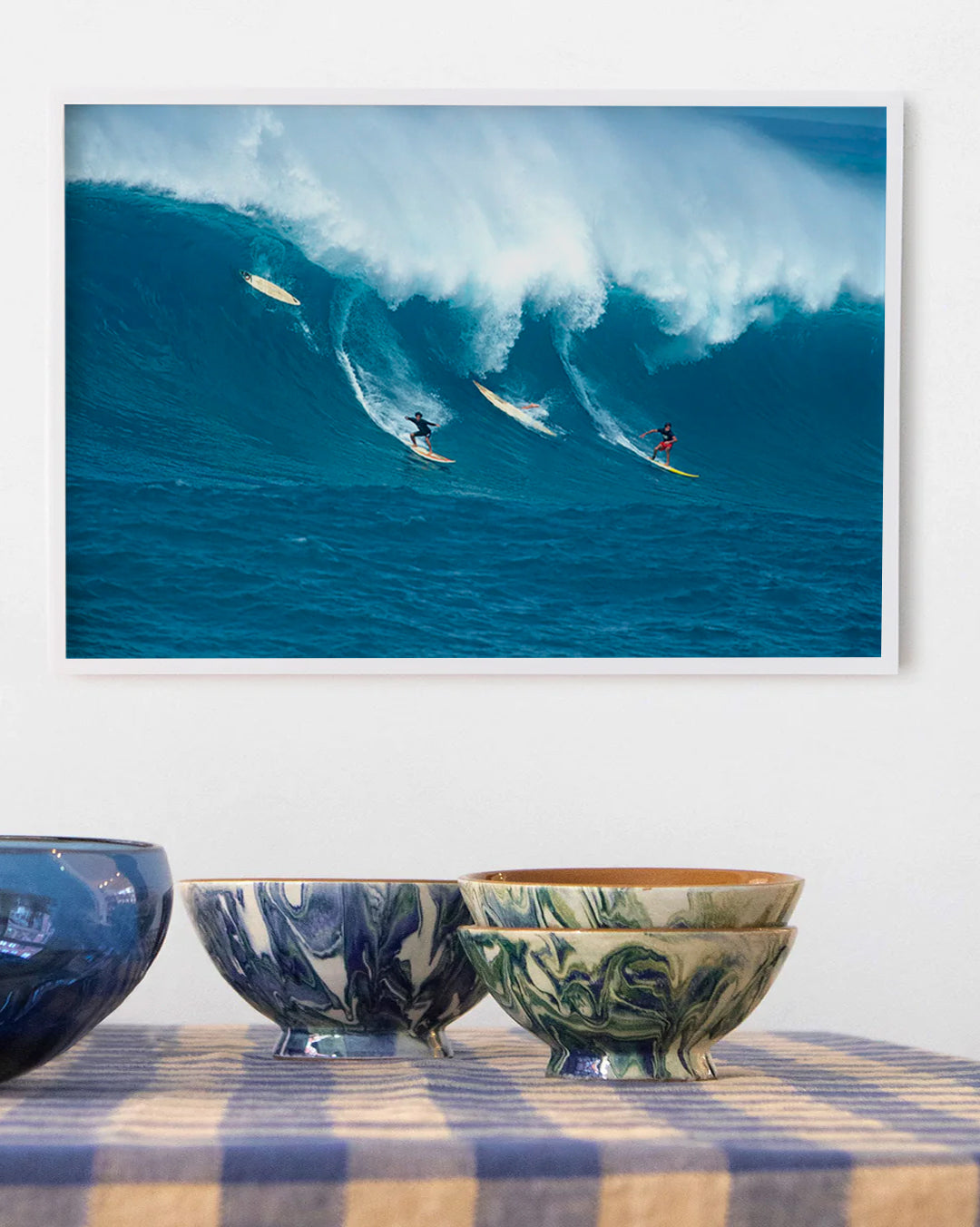 Waimea Bay, Oahu, James Jones and Brock Little by Jeff Divine