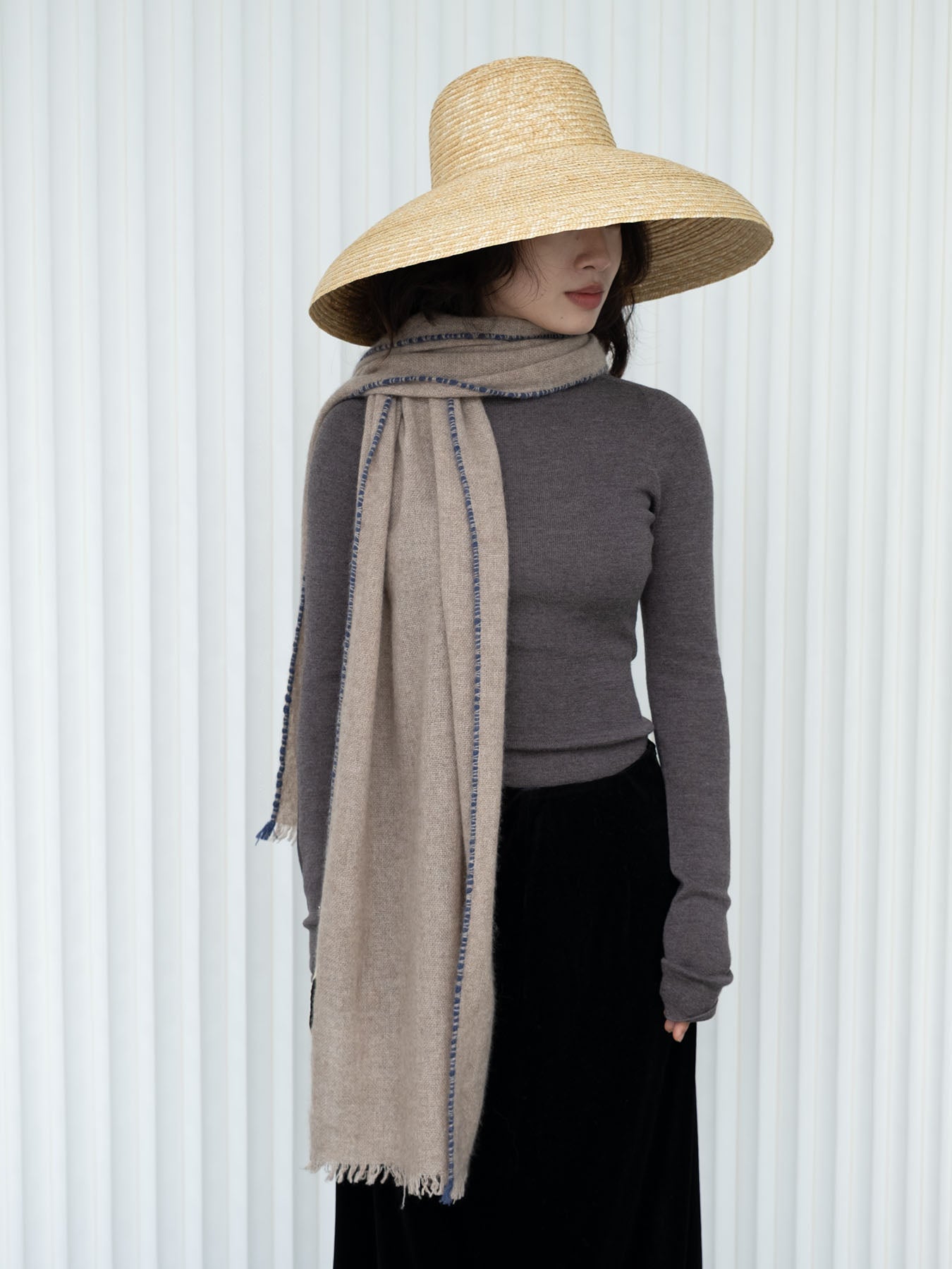 Weaver Cashmere Scarf in Beige, from Oats and Rice