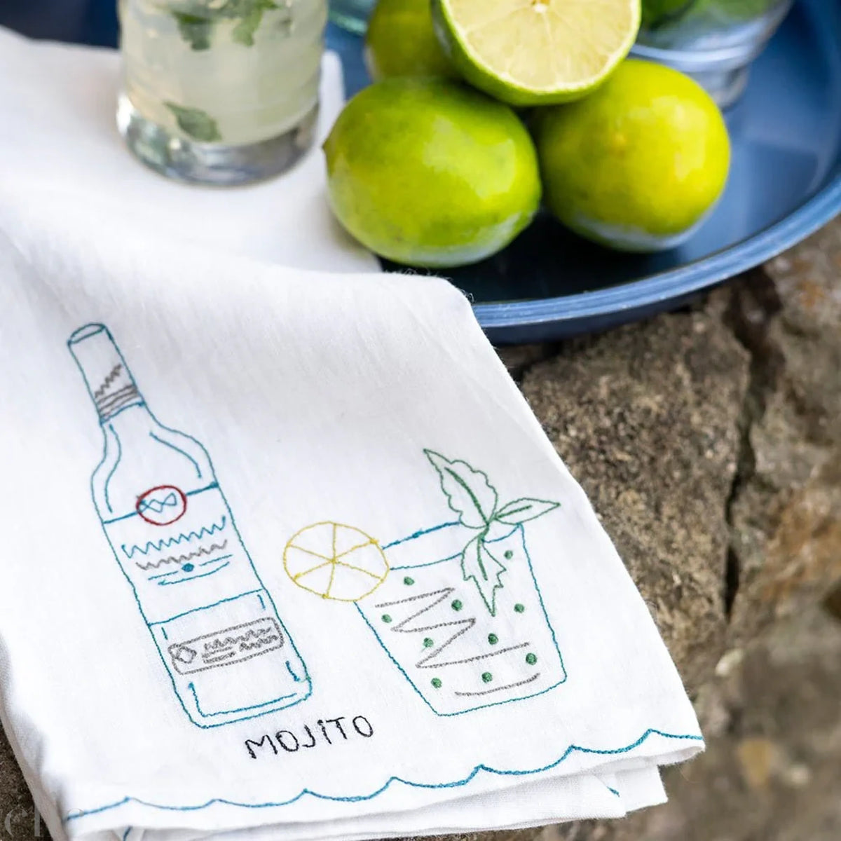 Set of 2 Mojito Linen Tea Towels