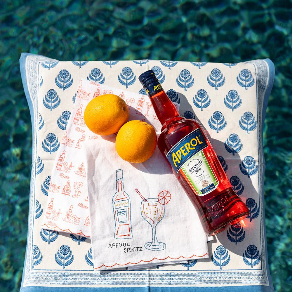 Set of 2 Aperol Spritz Linen Tea Towels, from Pomegranate