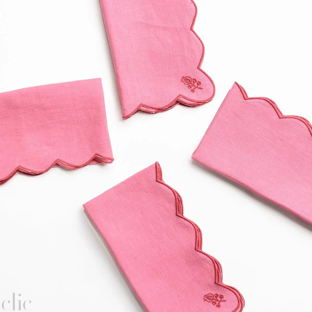 Scalloped Buti Napkins in Wild Rose, from Pomegranate