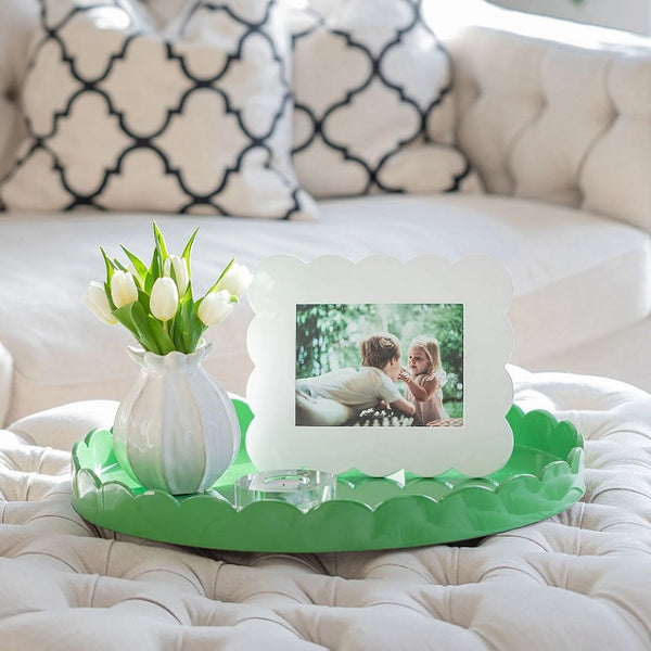 Lacquered Scallop Photo Frame in White, from Addison Ross