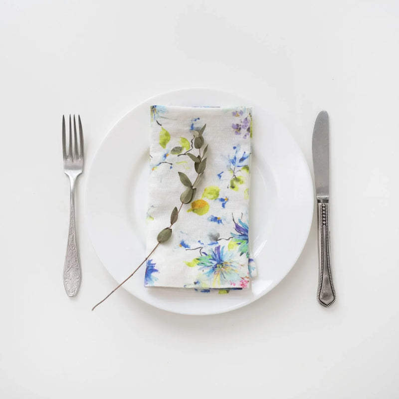 White Flowers Set of 2 Napkins, from Linen Tales