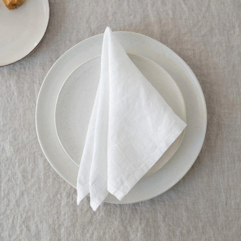 Lightweight Linen Set of 2 Napkins in White, from Linen Tales