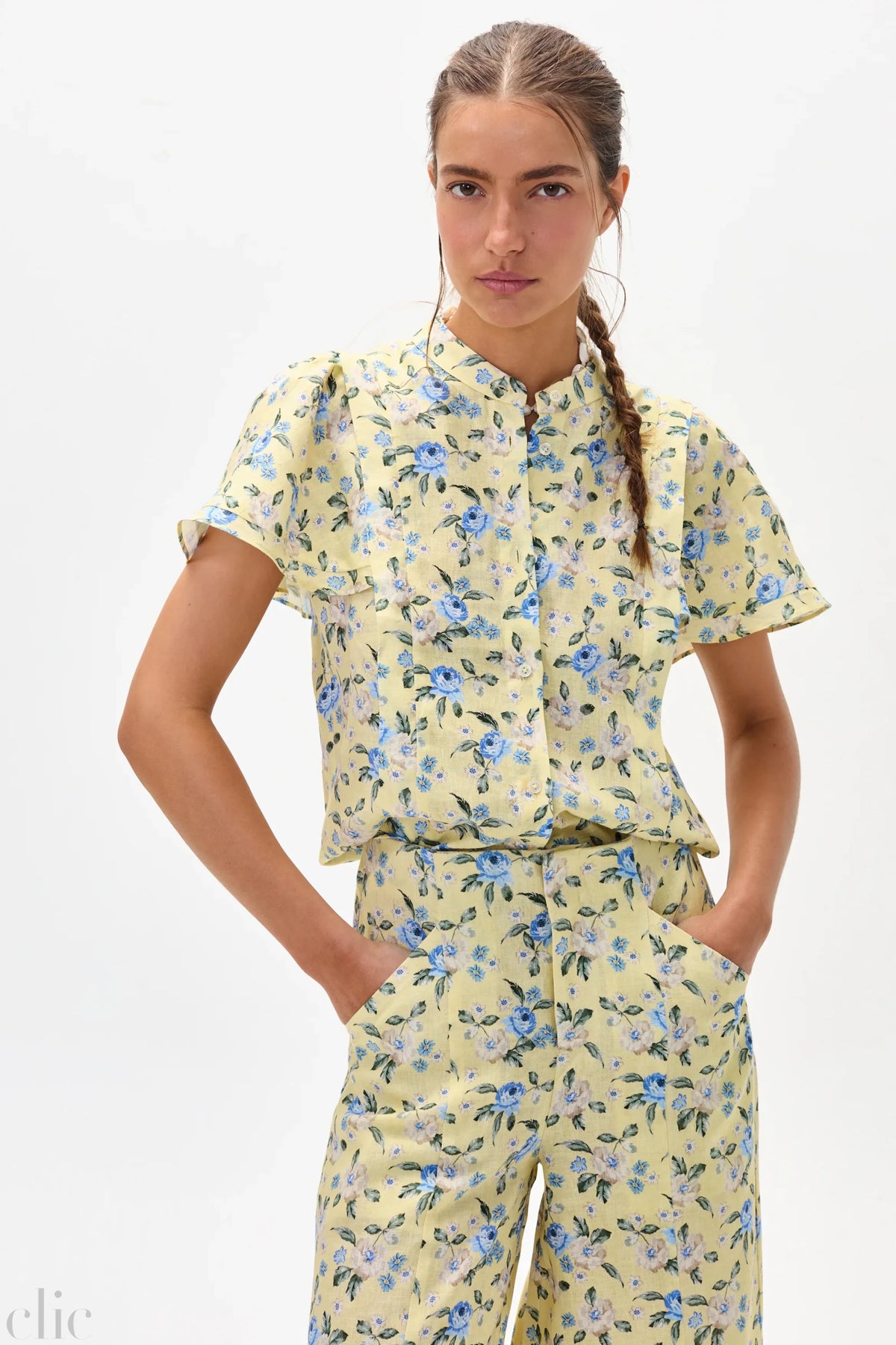 Willow Linen Shirt in Francesca Print, from Lanhtropy