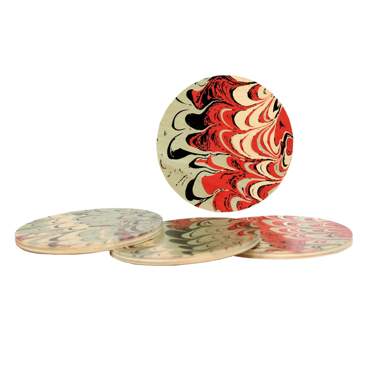 Set of 4 Marble Coasters in Rust, from Wolfum