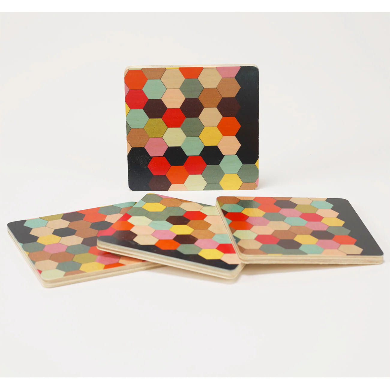 Set of 4 Honeycomb Coasters, from Wolfum