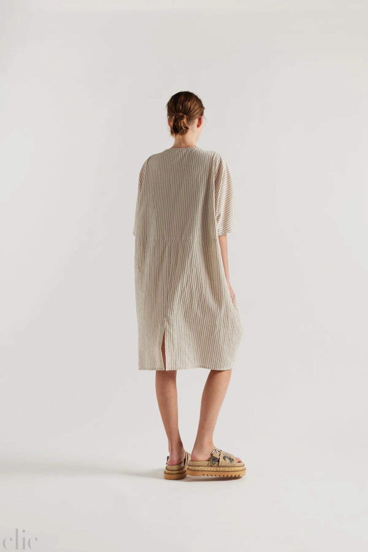 Yielding Dress in Ecru Pin Stripe, from Kloke