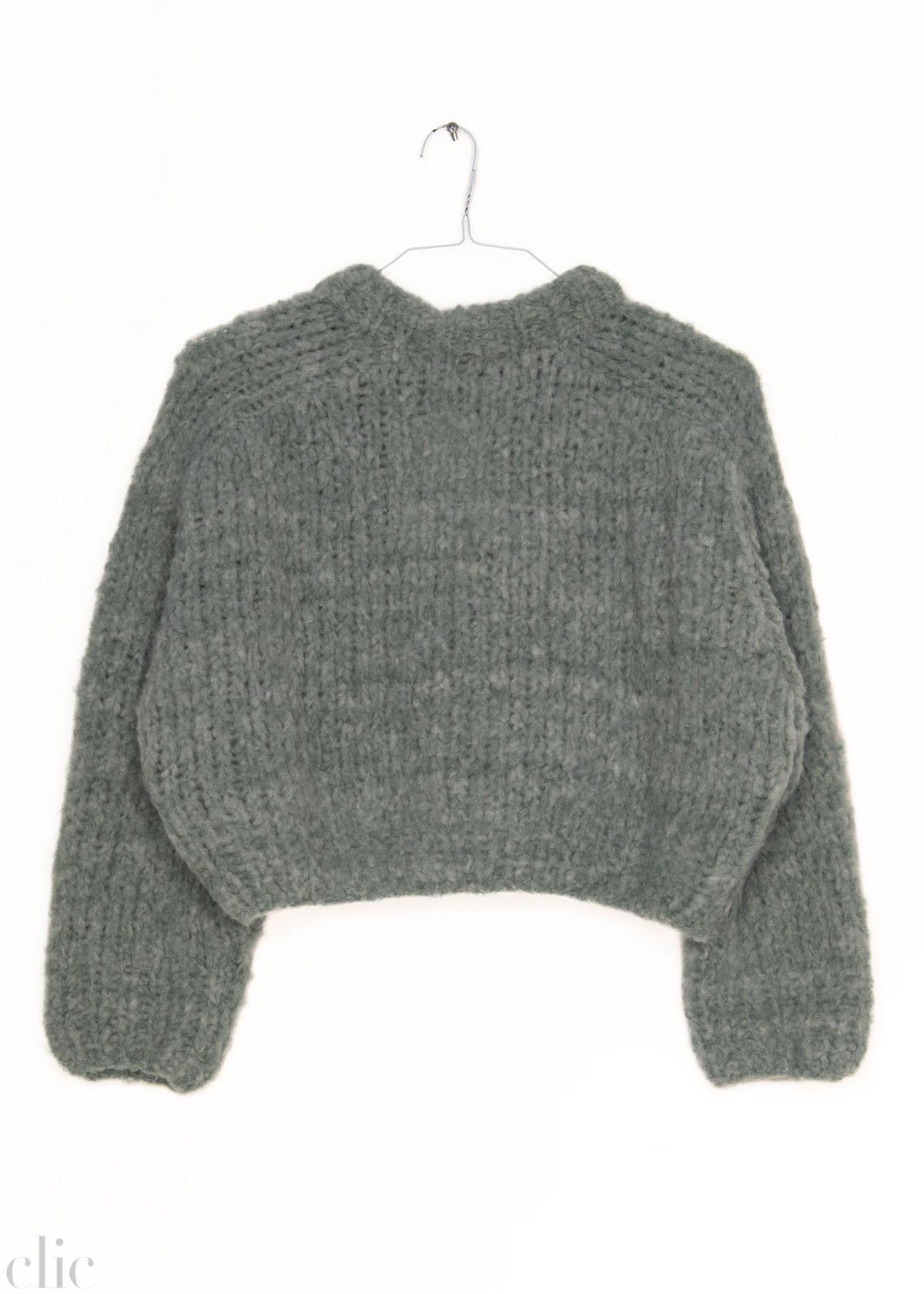 Wool Alpaca Mix Cropped Pullover in Eucalyptus, from Maiami