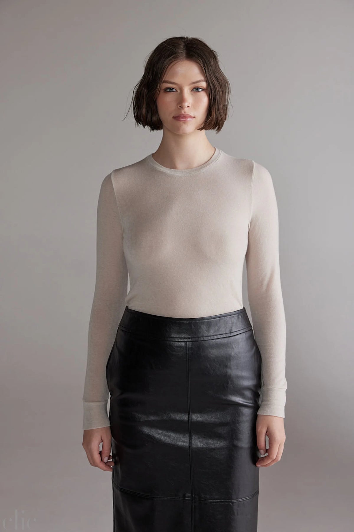 Wool Blend Knit Top in Off White, from Amente