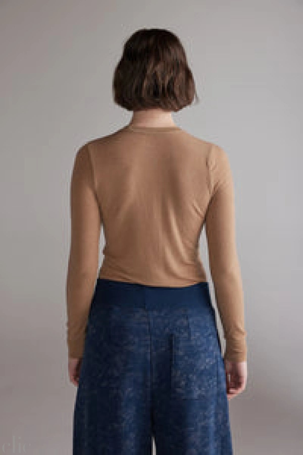 Wool Blend Knit Top in Wood, from Amente