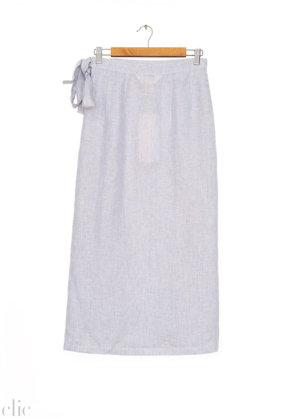 Wrap Skirt in Sea Blue Stripes, from Nary