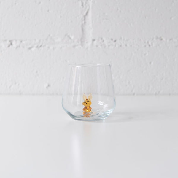 Rabbit Drinking Glass in Amber