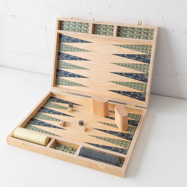 Olio Azure Tabletop Backgammon Set, from Wolfum