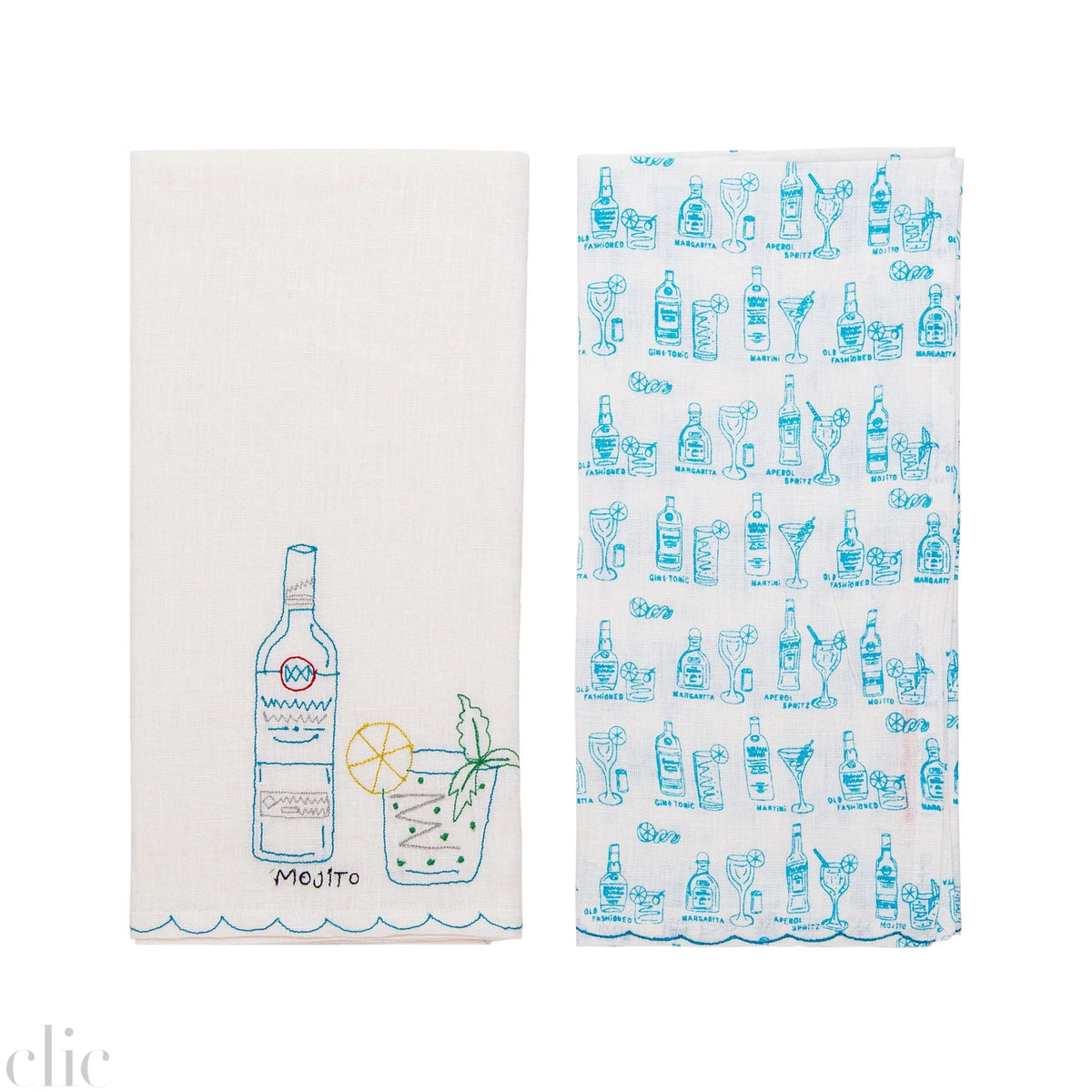 Set of 2 Mojito Linen Tea Towels