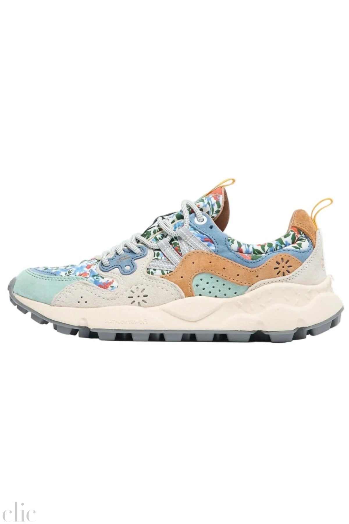 Yamano 3 Suede & Cotton Flower Print in Grey and Milk, from Flower Mountain