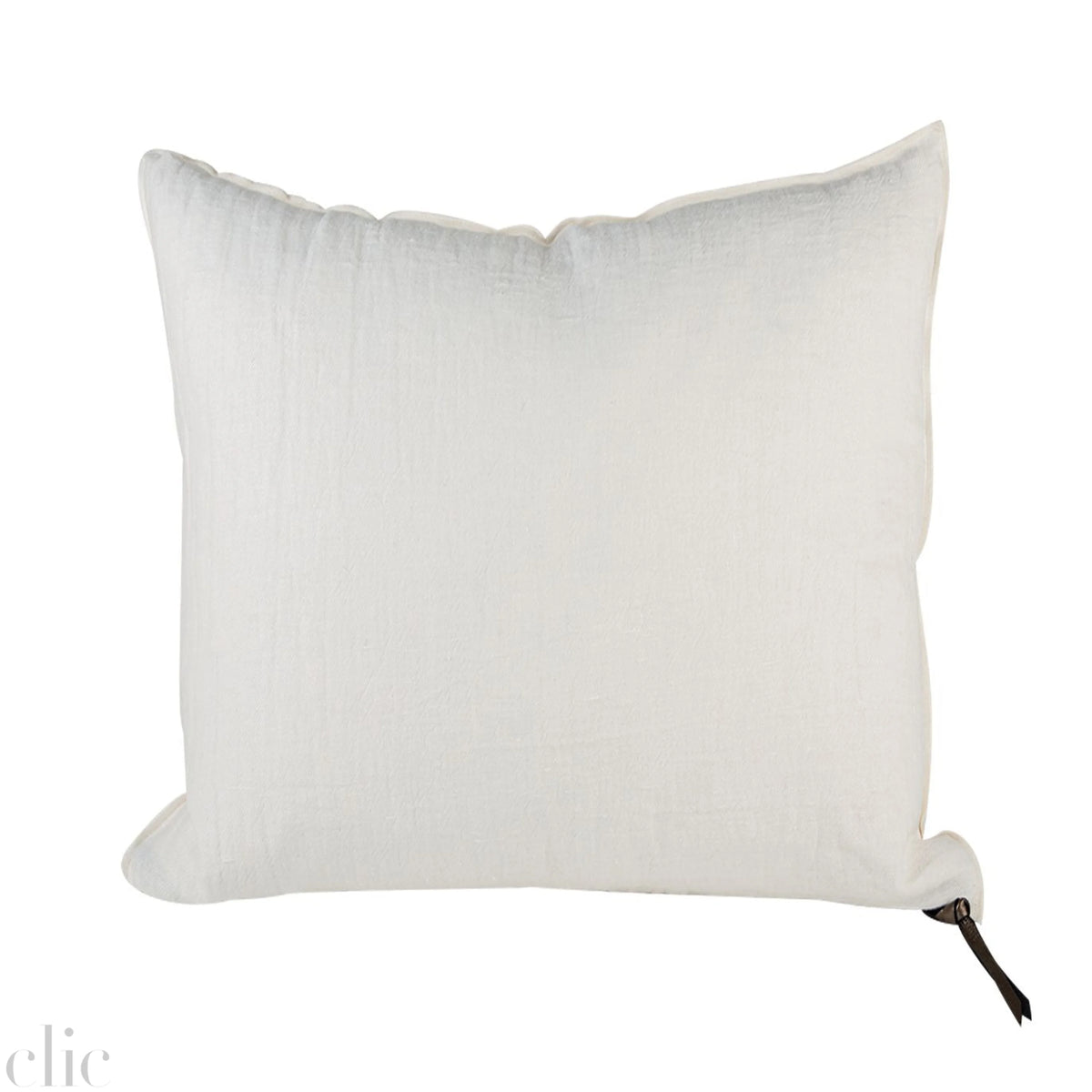 Crumpled Washed Linen Pillow 26" x 26" in Blanc, from Maison De Vacances