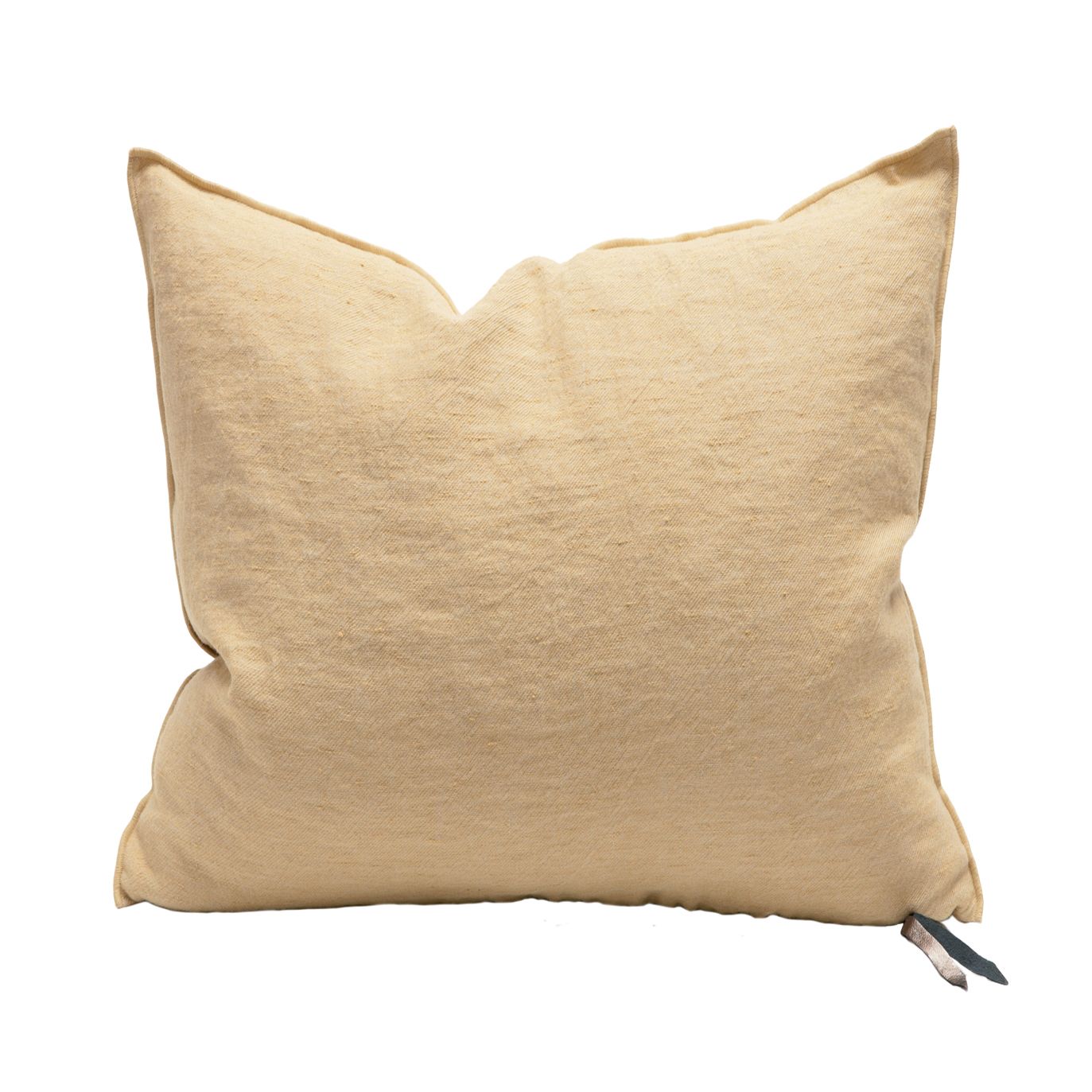 Crumpled Washed Linen Pillow 26" x 26" in Paille from Maison De Vacances