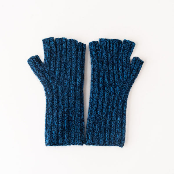 Cashmere Fingerless Gloves in Blue, from White & Warren