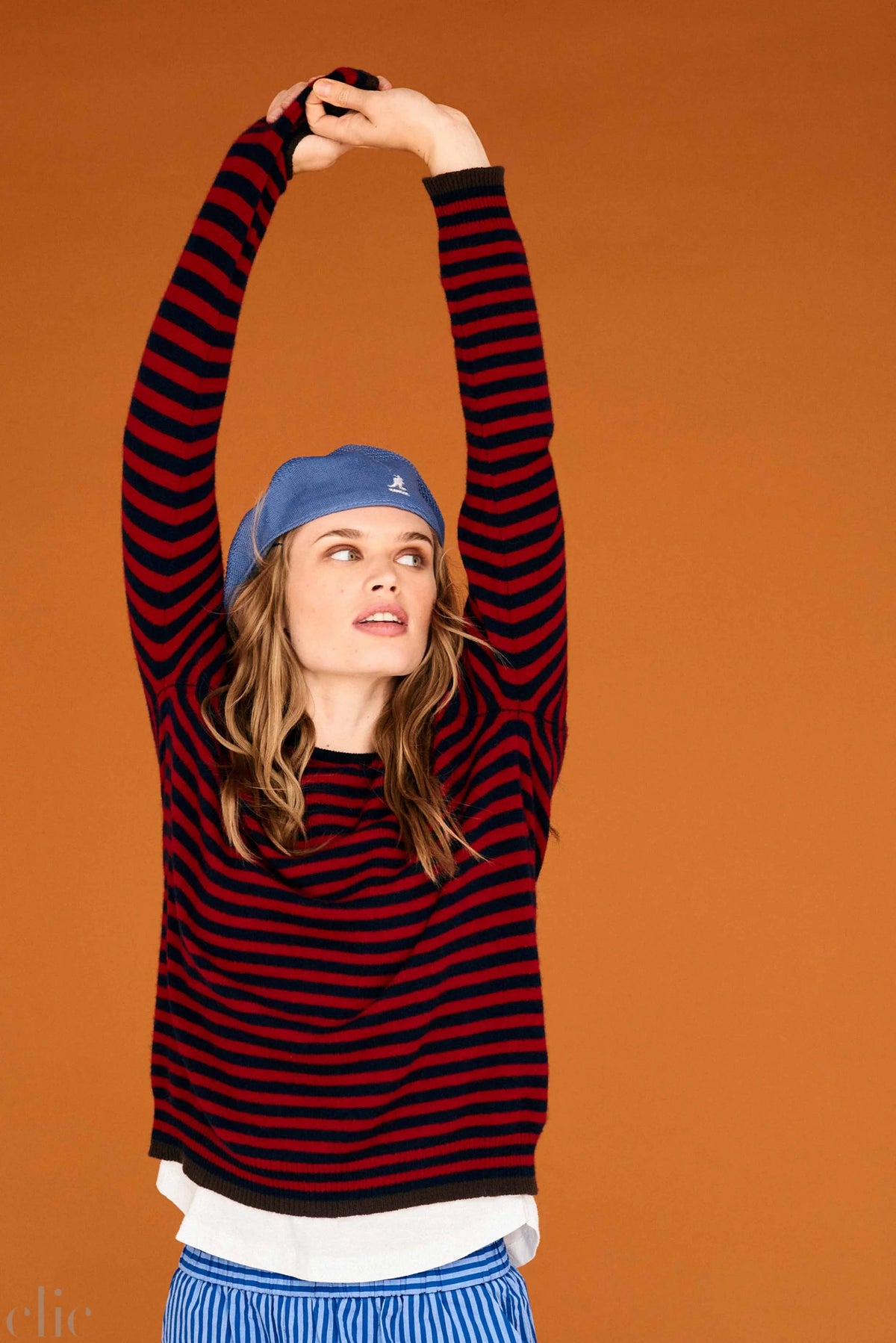Tipped Little Stripe Crew in Navy and Red, from Jumper 1234