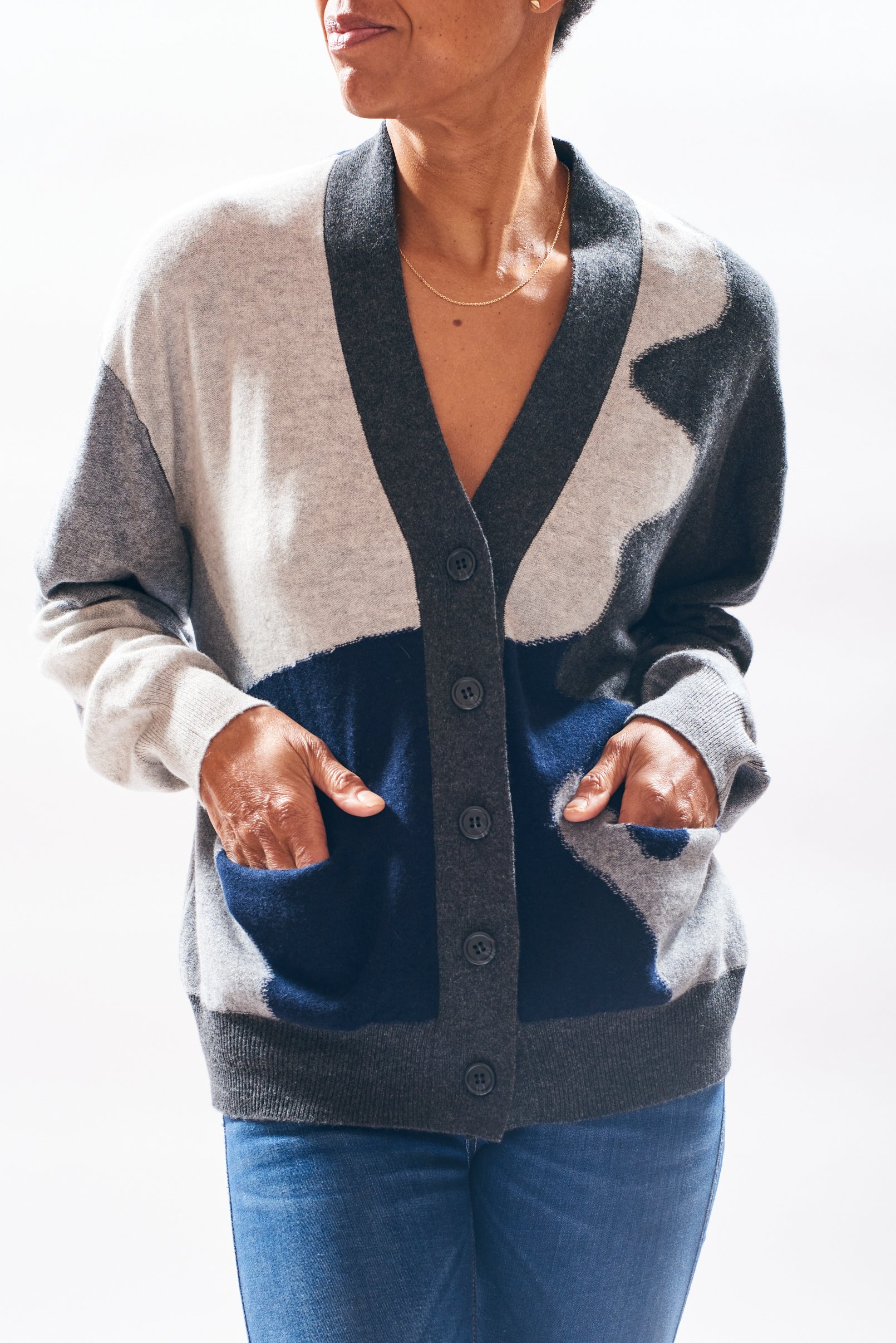 Reverse Camo Cardigan in Camo, from Jumper 1234
