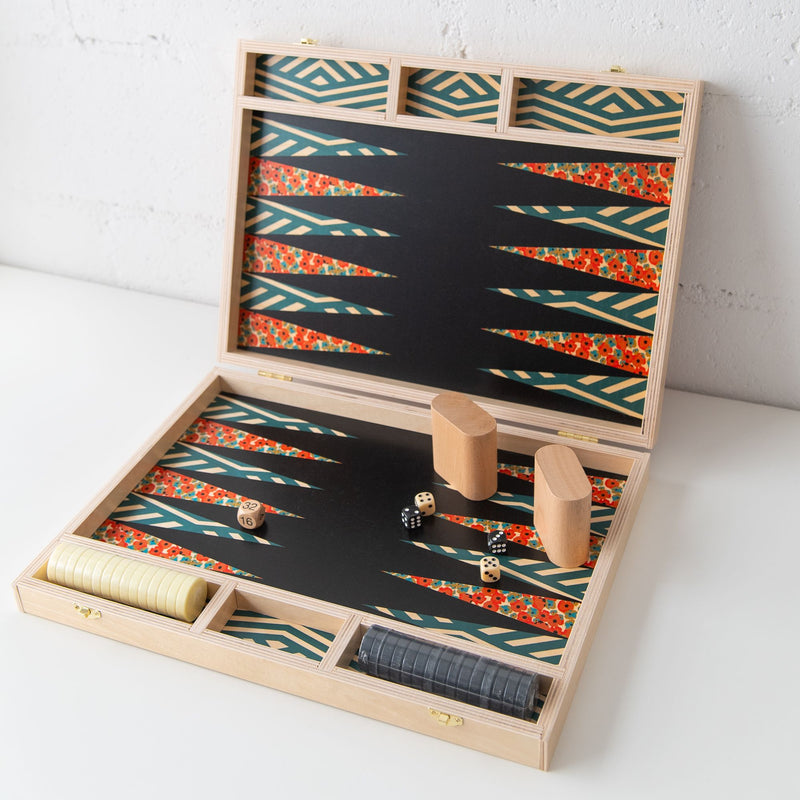 Poppy Red Tabletop Backgammon, from Wolfum Studio