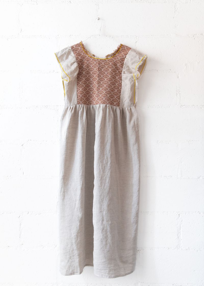 Jilly Long Dress in Natural and Brown, from Nina Leuca