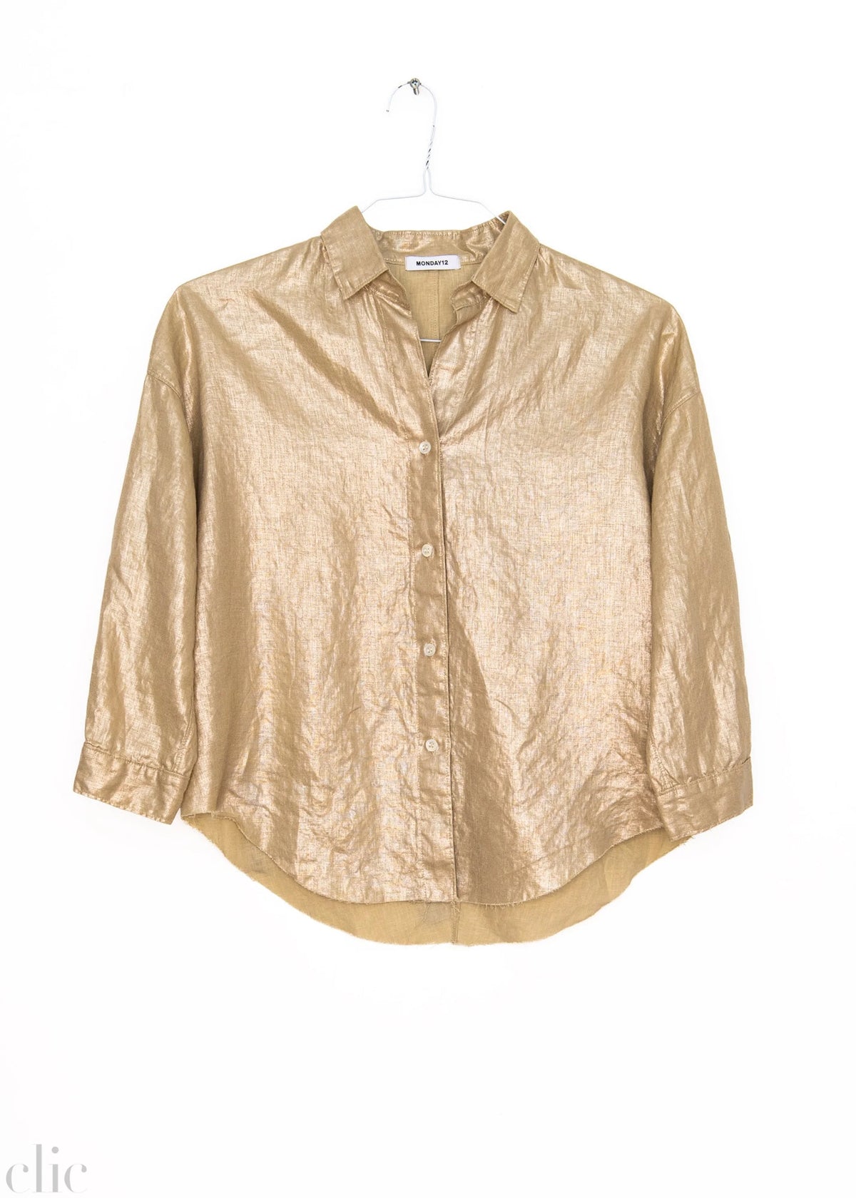 Zoe Italian Linen Shirt in Gold, from Monday12